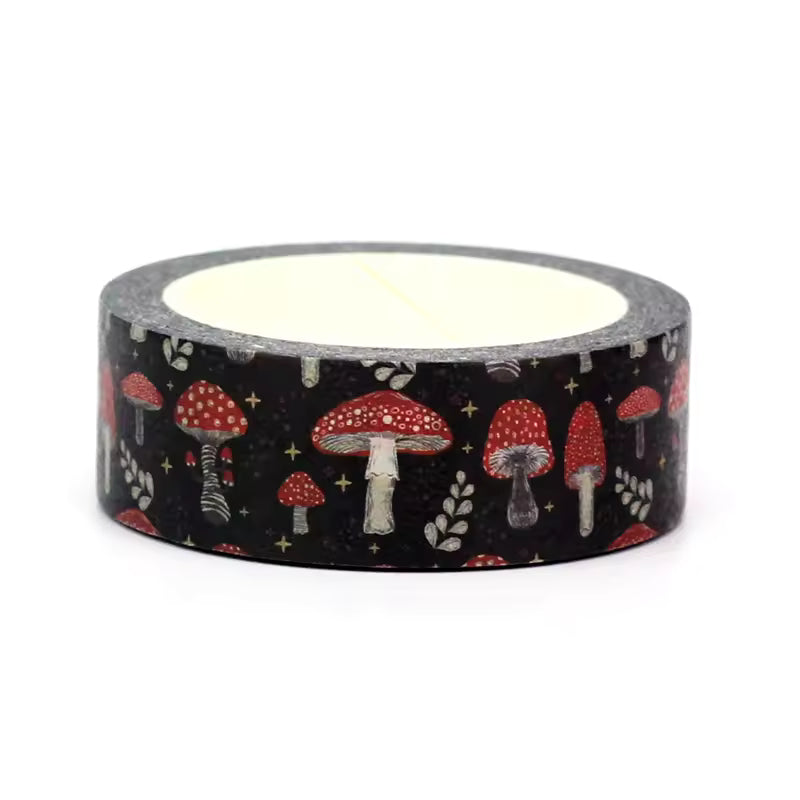 Washi Tape Individual Hongos fondo negro