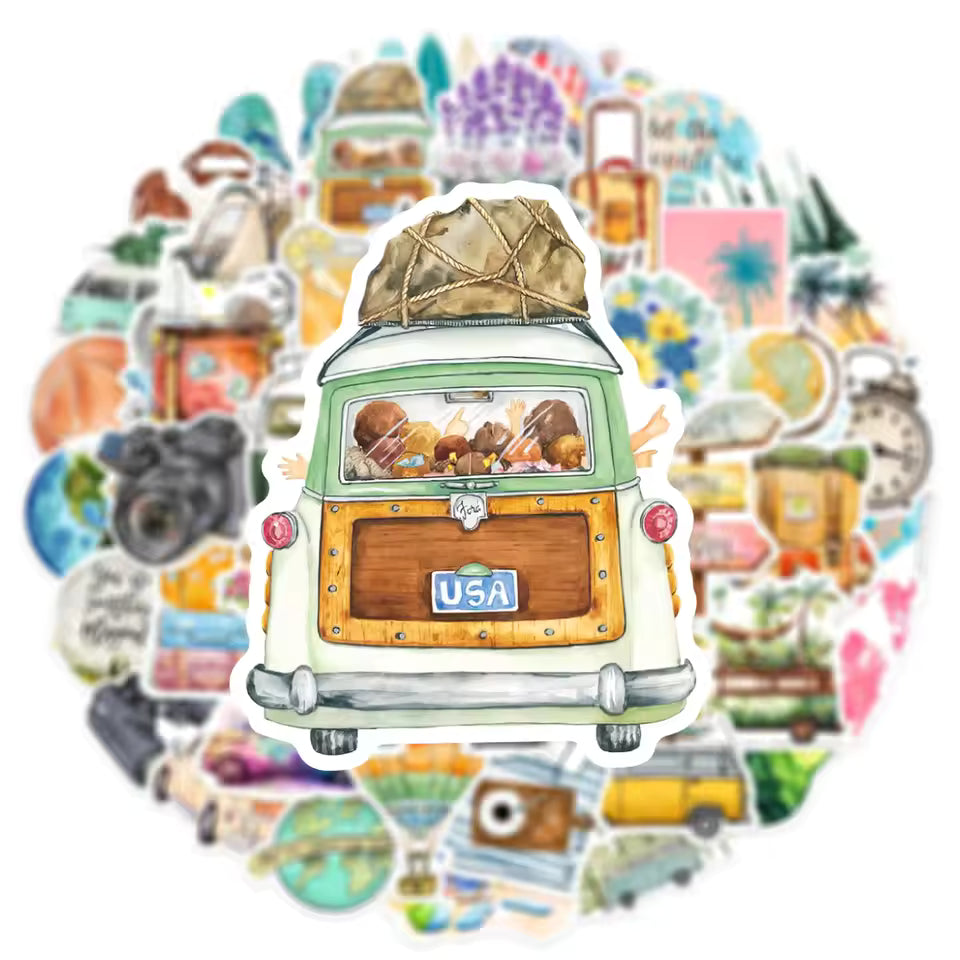 50 Stickers Vinil Viaje