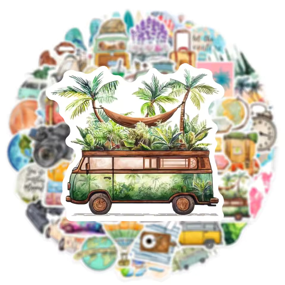 50 Stickers Vinil Viaje