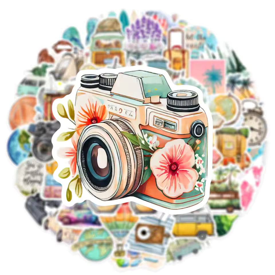 50 Stickers Vinil Viaje
