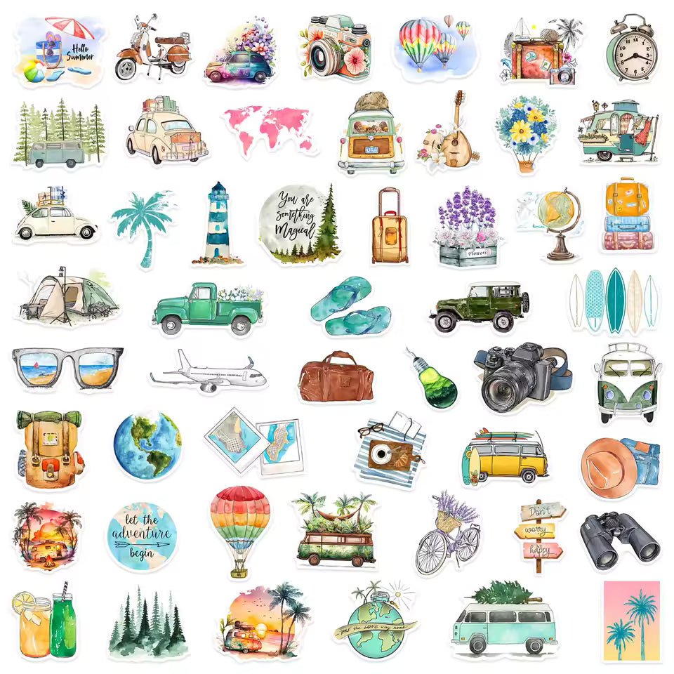 50 Stickers Vinil Viaje