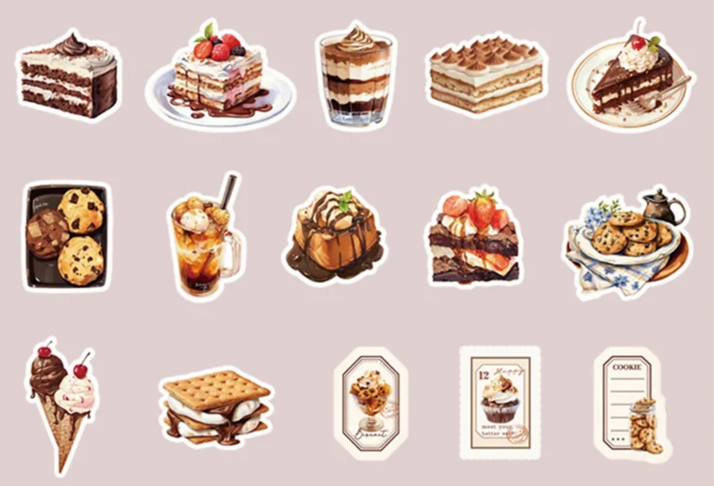 30 Stickers Deliciosos Postres