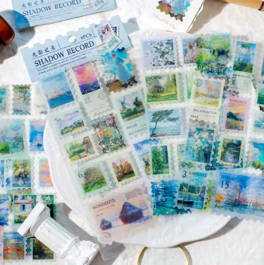 6 Hojas de Stickers - Timbres Postales