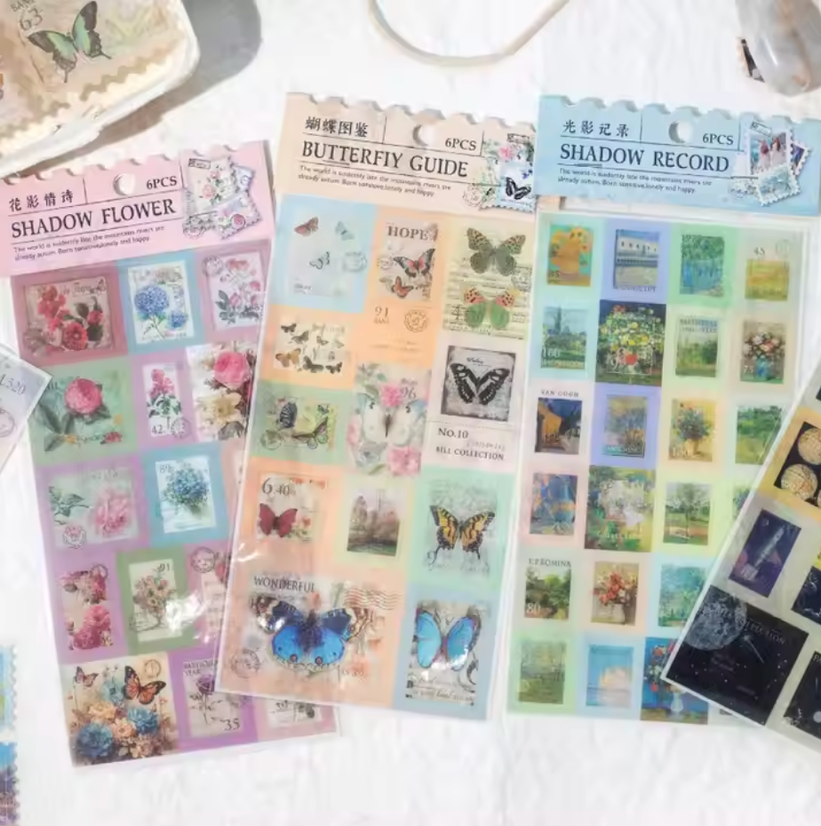 6 Hojas de Stickers - Timbres Postales