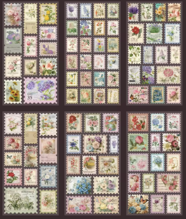 6 Hojas de Stickers - Timbres Postales