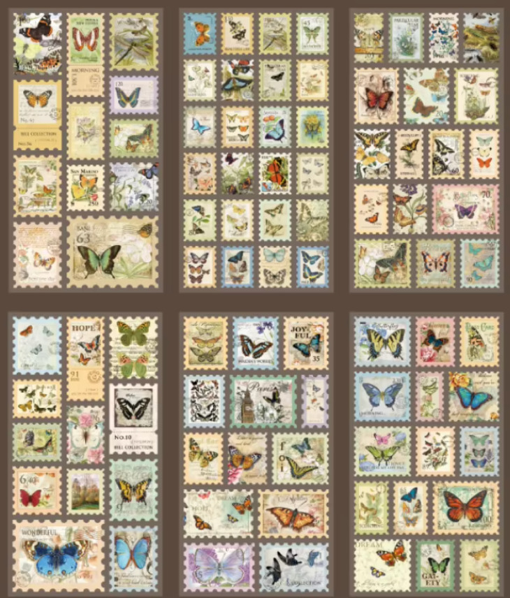 6 Hojas de Stickers - Timbres Postales