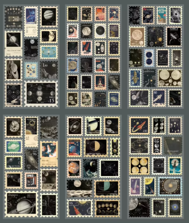 6 Hojas de Stickers - Timbres Postales