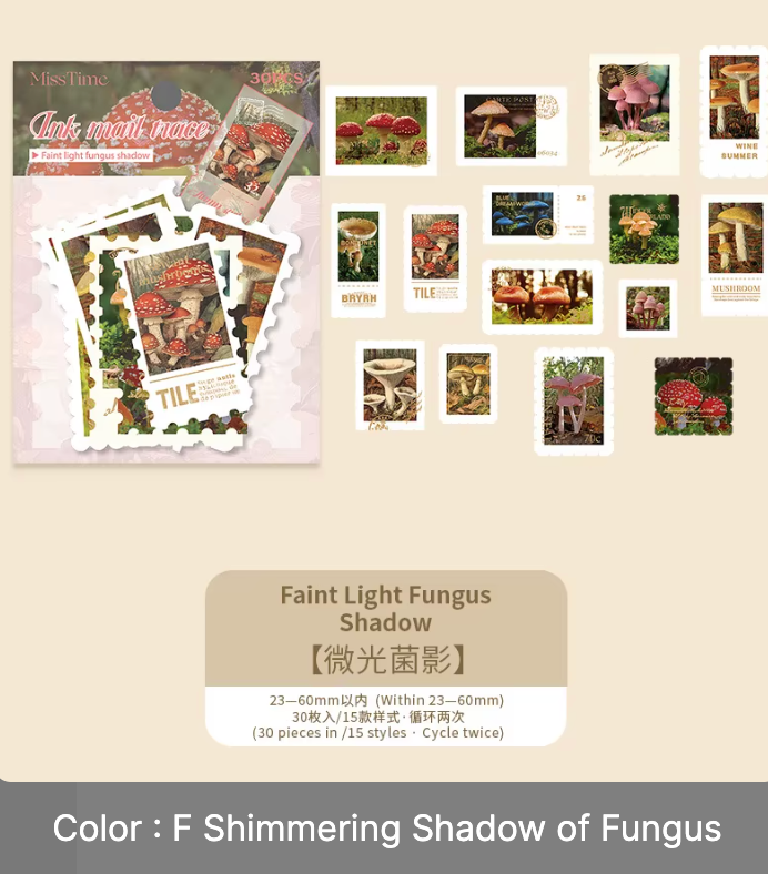 30 Stickers Timbres con foil dorado
