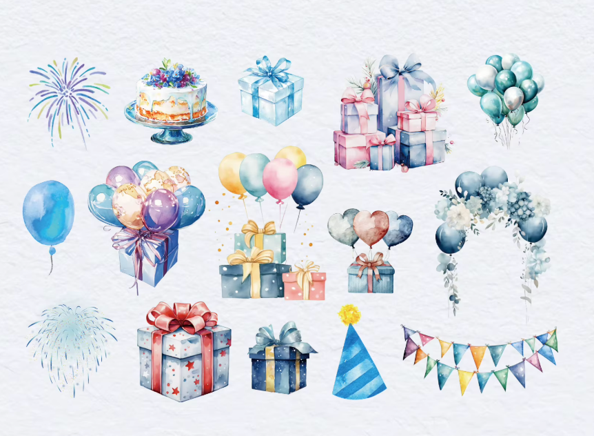 30 Stickers Cumpleaños Holograficos