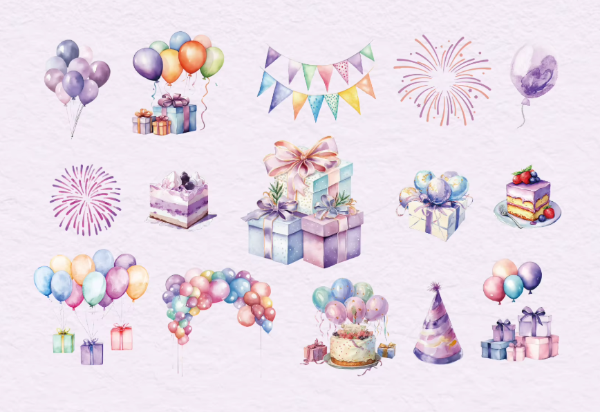 30 Stickers Cumpleaños Holograficos