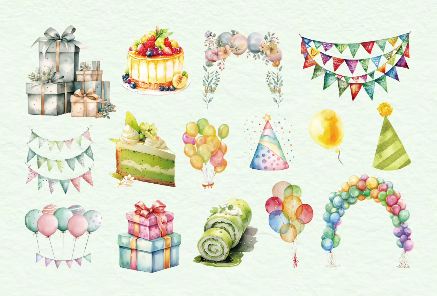 30 Stickers Cumpleaños Holograficos