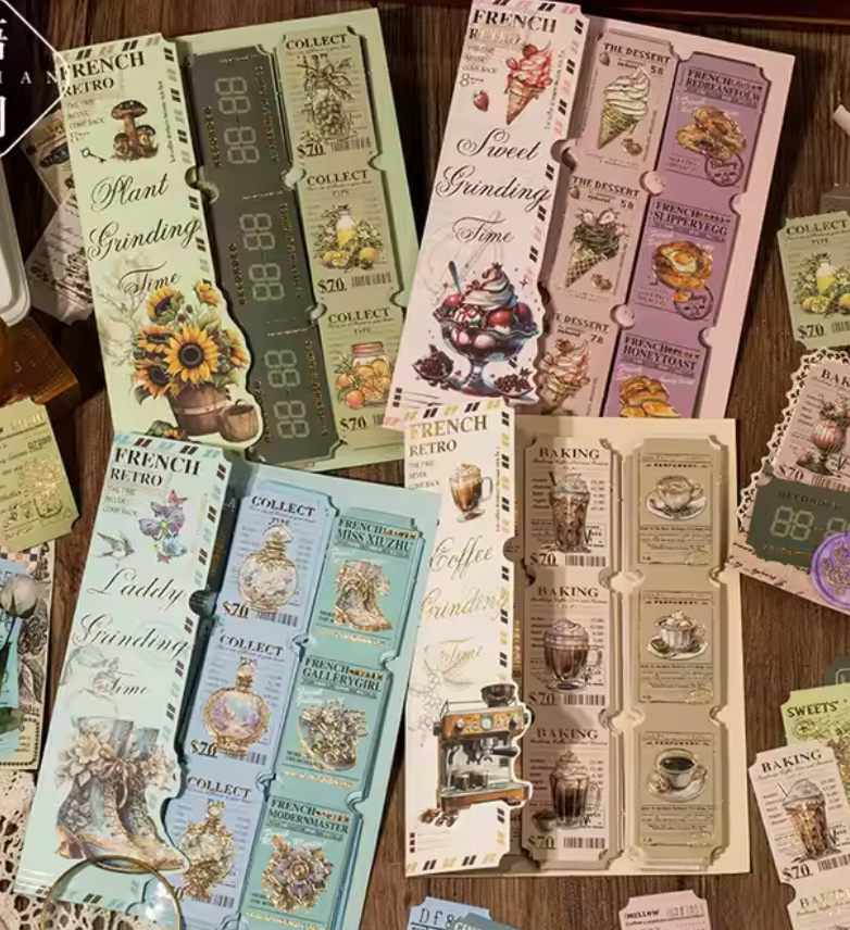 40 Tiras de Stickers - Tickets - Foil dorado