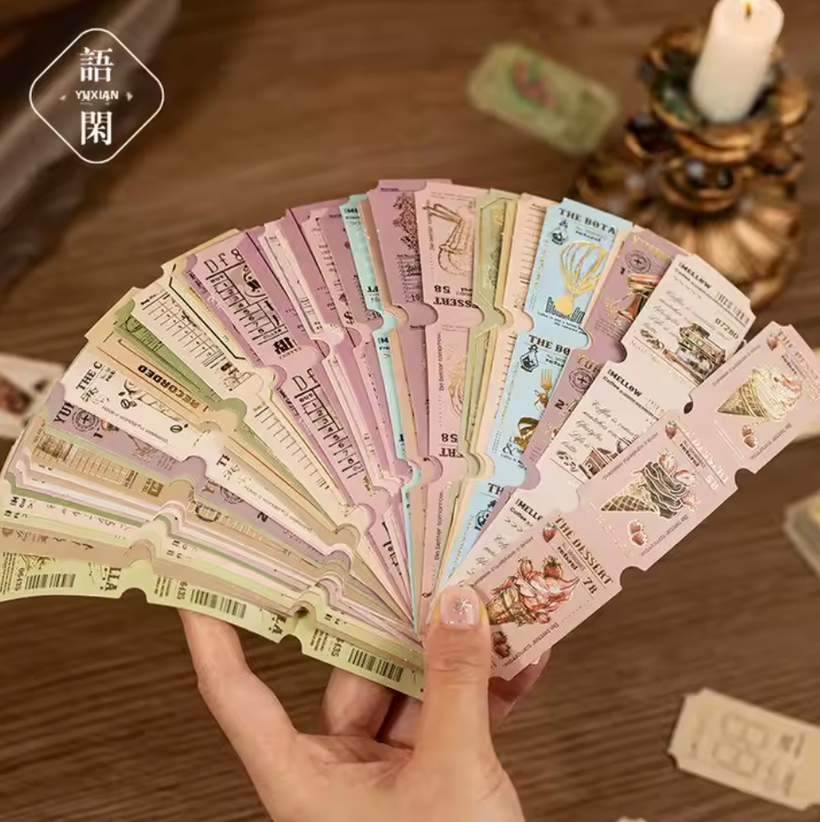 40 Tiras de Stickers - Tickets - Foil dorado