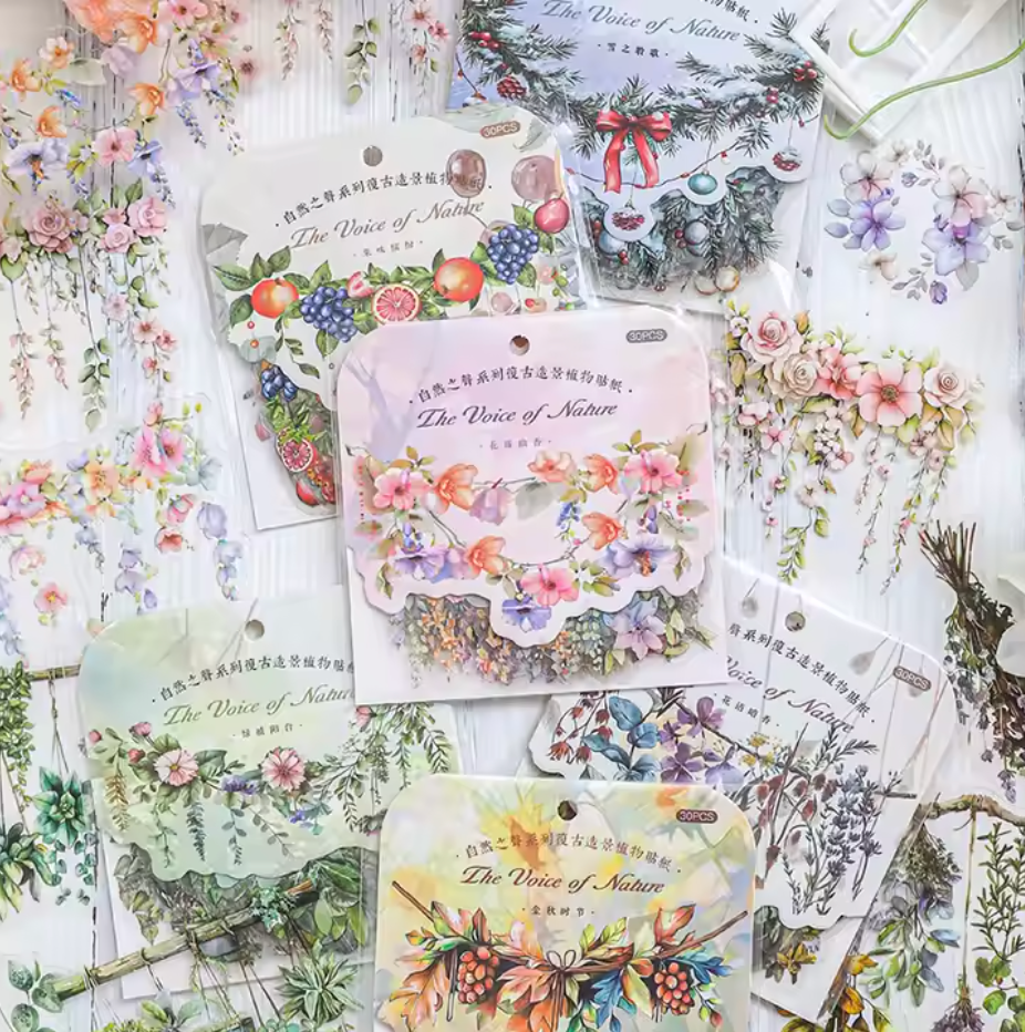 30 Stickers Guirnalda de flores