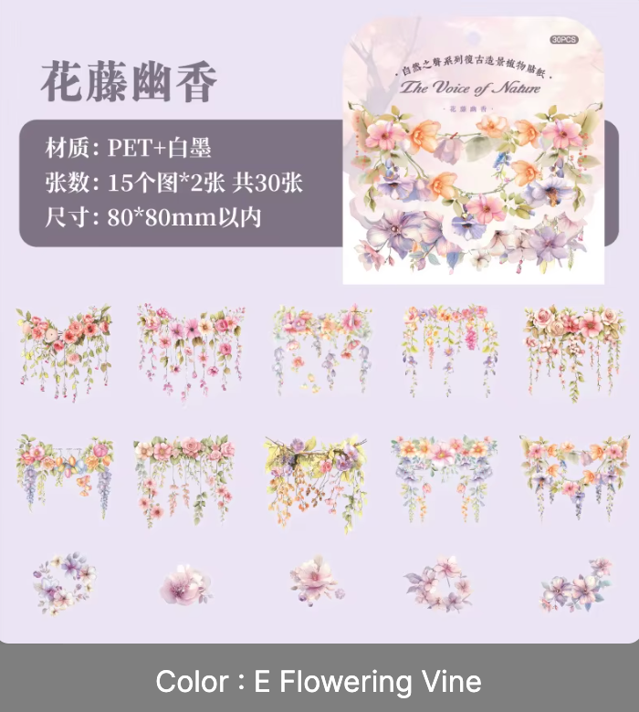 30 Stickers Guirnalda de flores