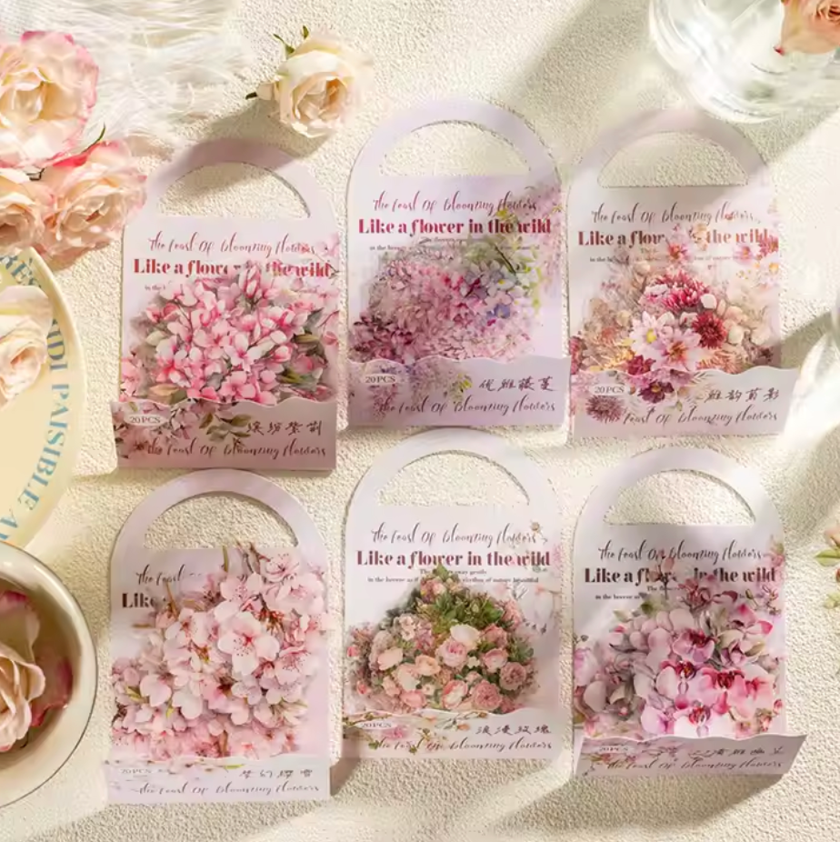 20 Stickers Flores Rosa