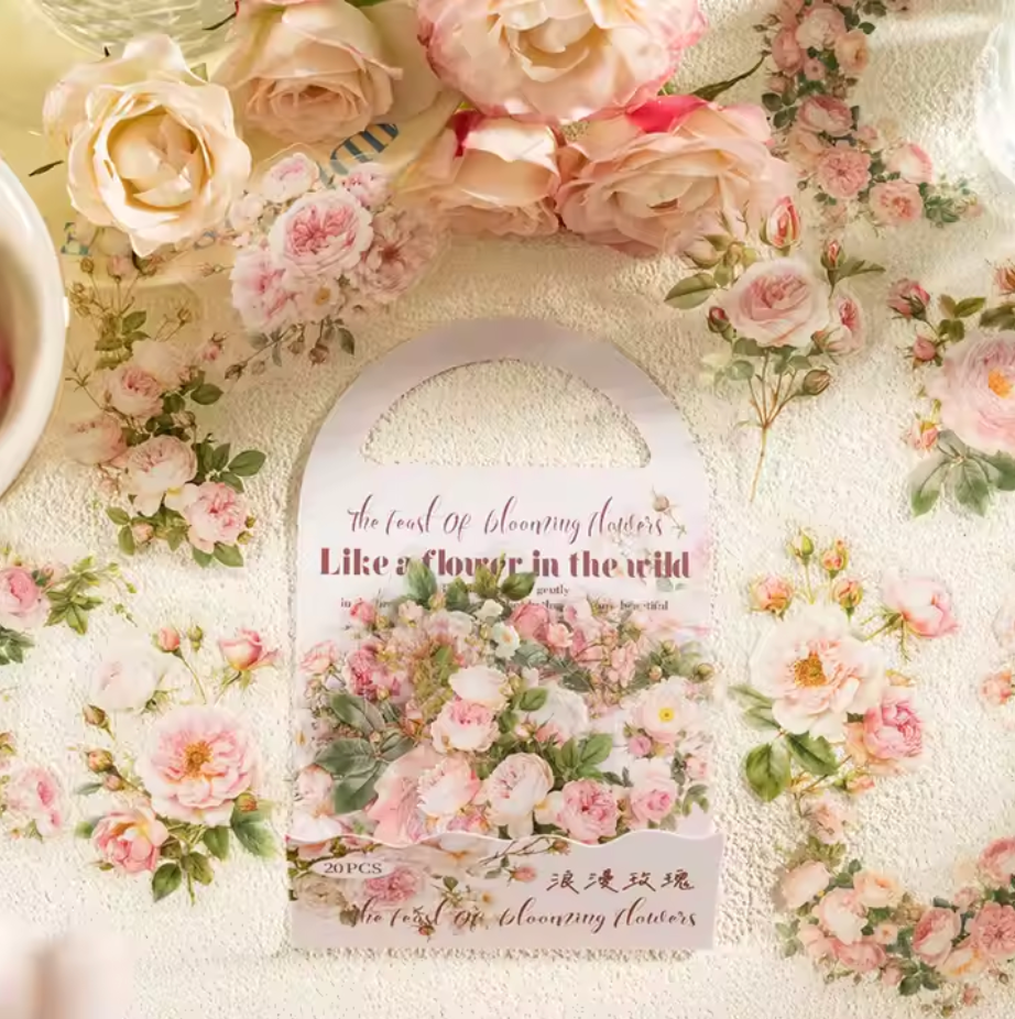 20 Stickers Flores Rosa