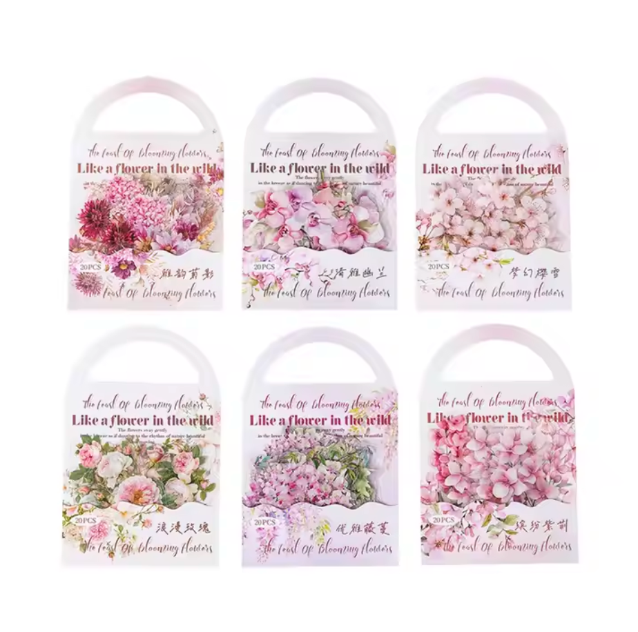 20 Stickers Flores Rosa