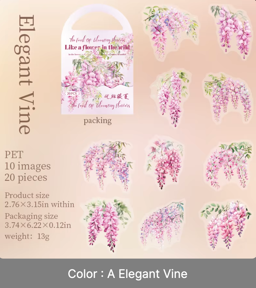 20 Stickers Flores Rosa