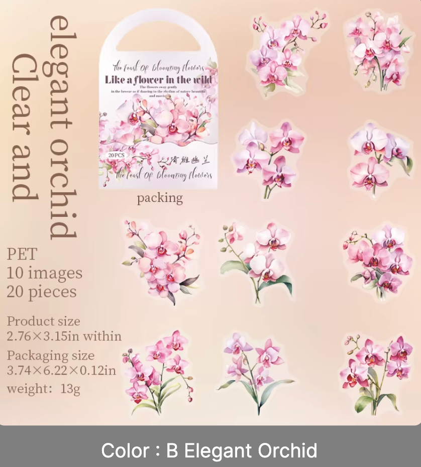 20 Stickers Flores Rosa