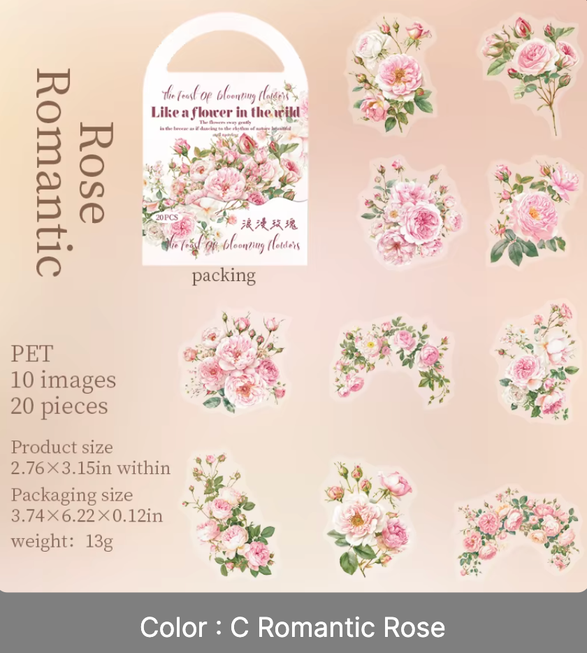 20 Stickers Flores Rosa