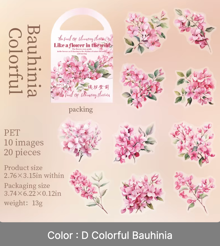 20 Stickers Flores Rosa