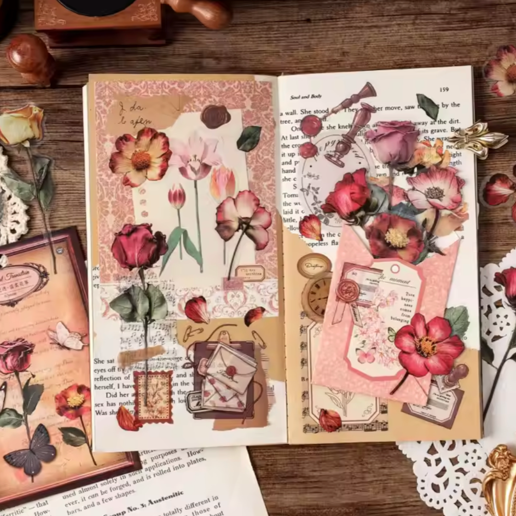 40 Stickers Plantas & Flores Vintage