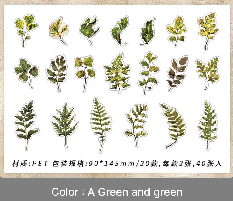 40 Stickers Plantas & Flores Vintage