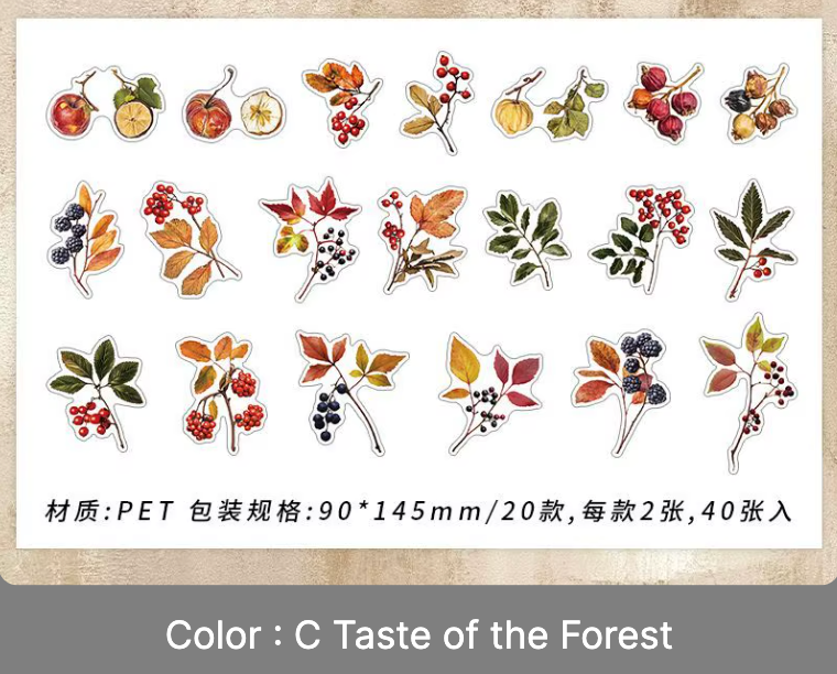40 Stickers Plantas & Flores Vintage
