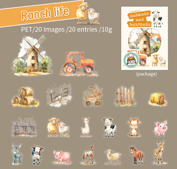 20 Stickers Animales