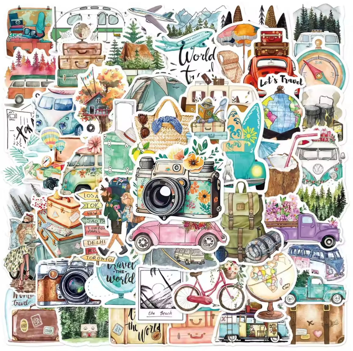50 Stickers Vinil Viaje