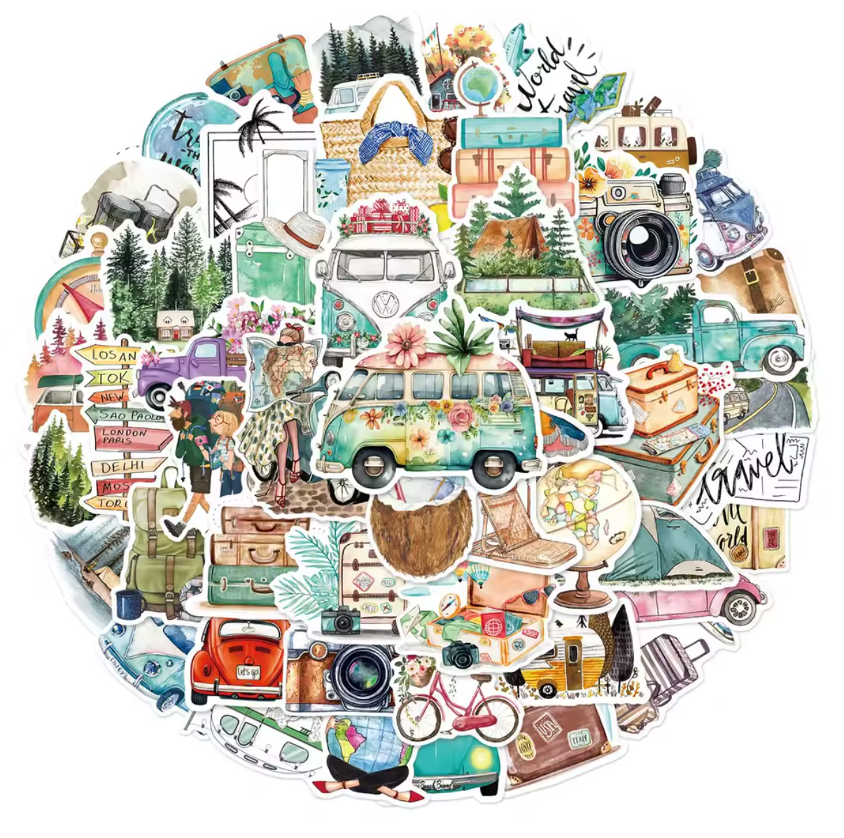 50 Stickers Vinil Viaje