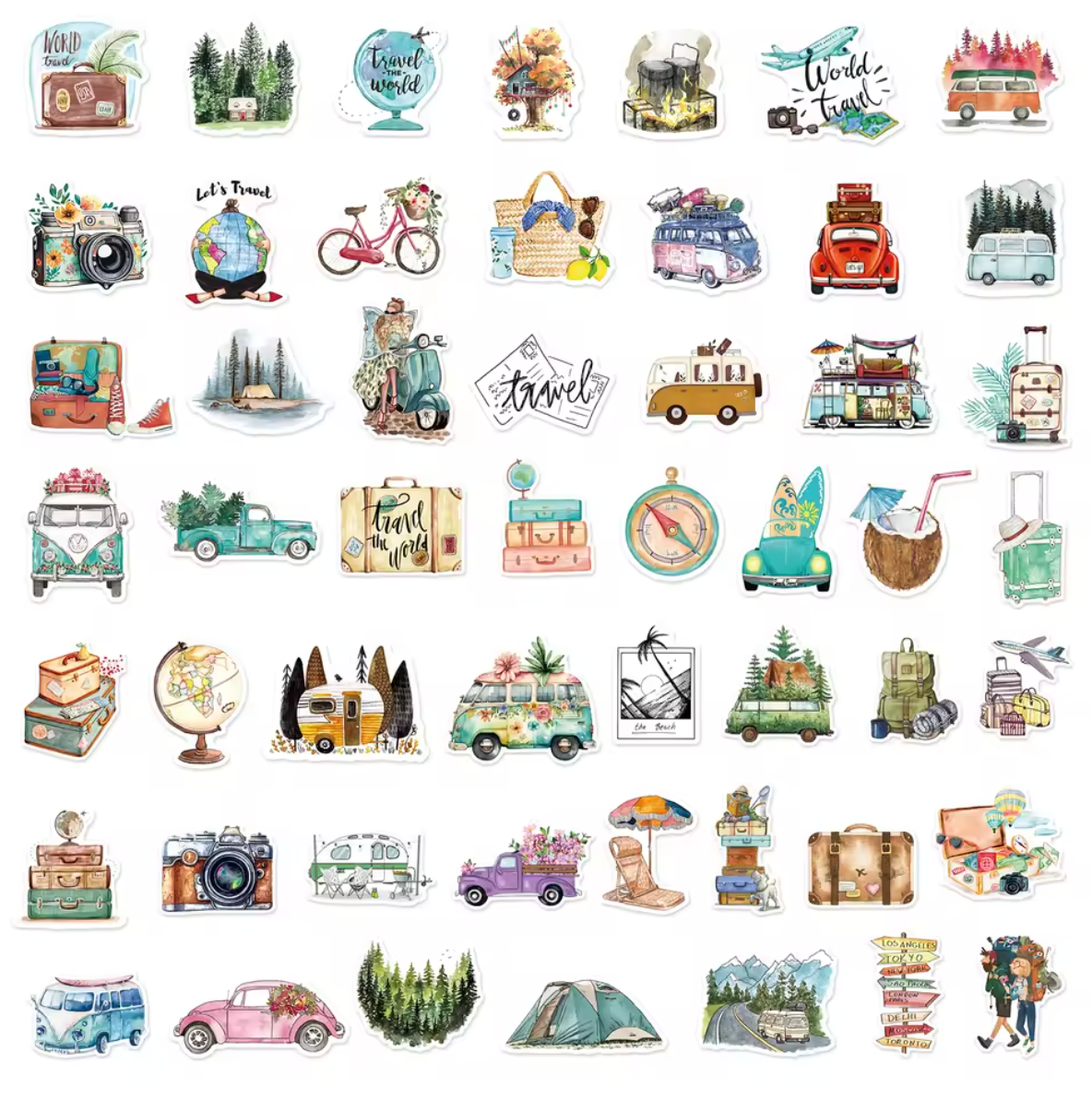 50 Stickers Vinil Viaje