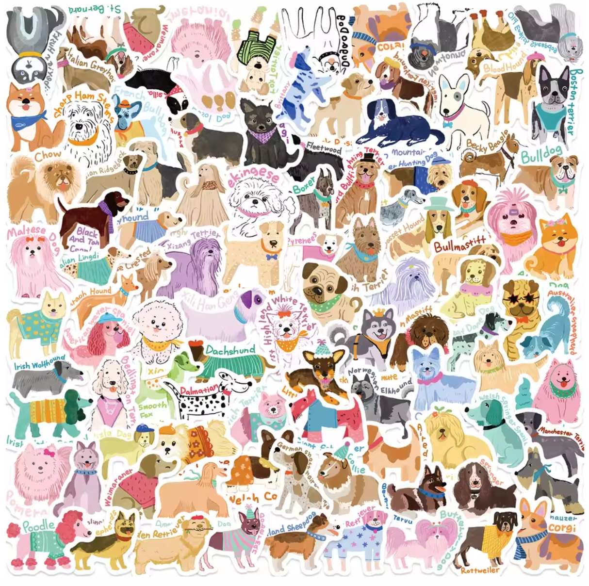 100 Stickers Vinil Perros