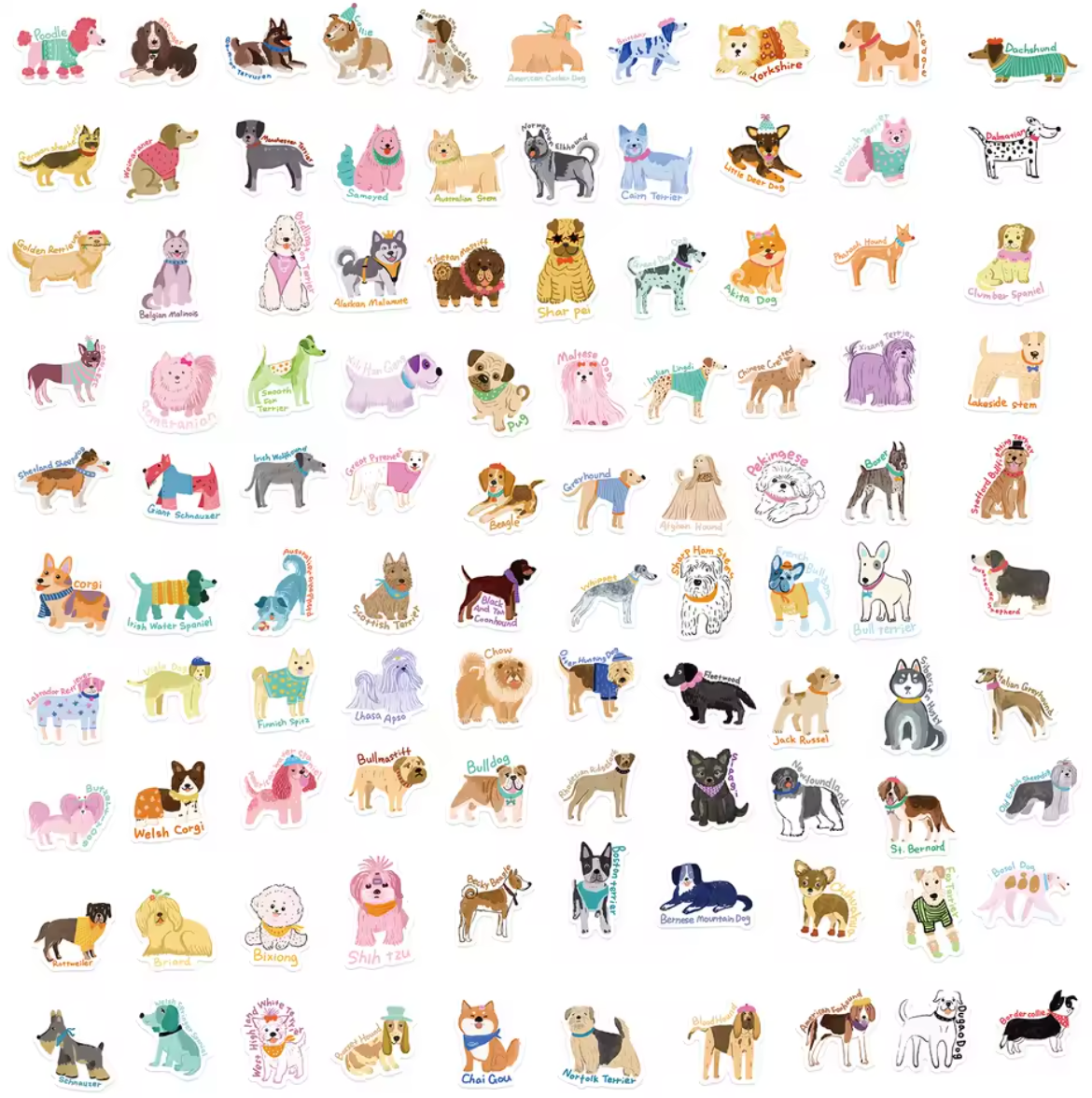 100 Stickers Vinil Perros
