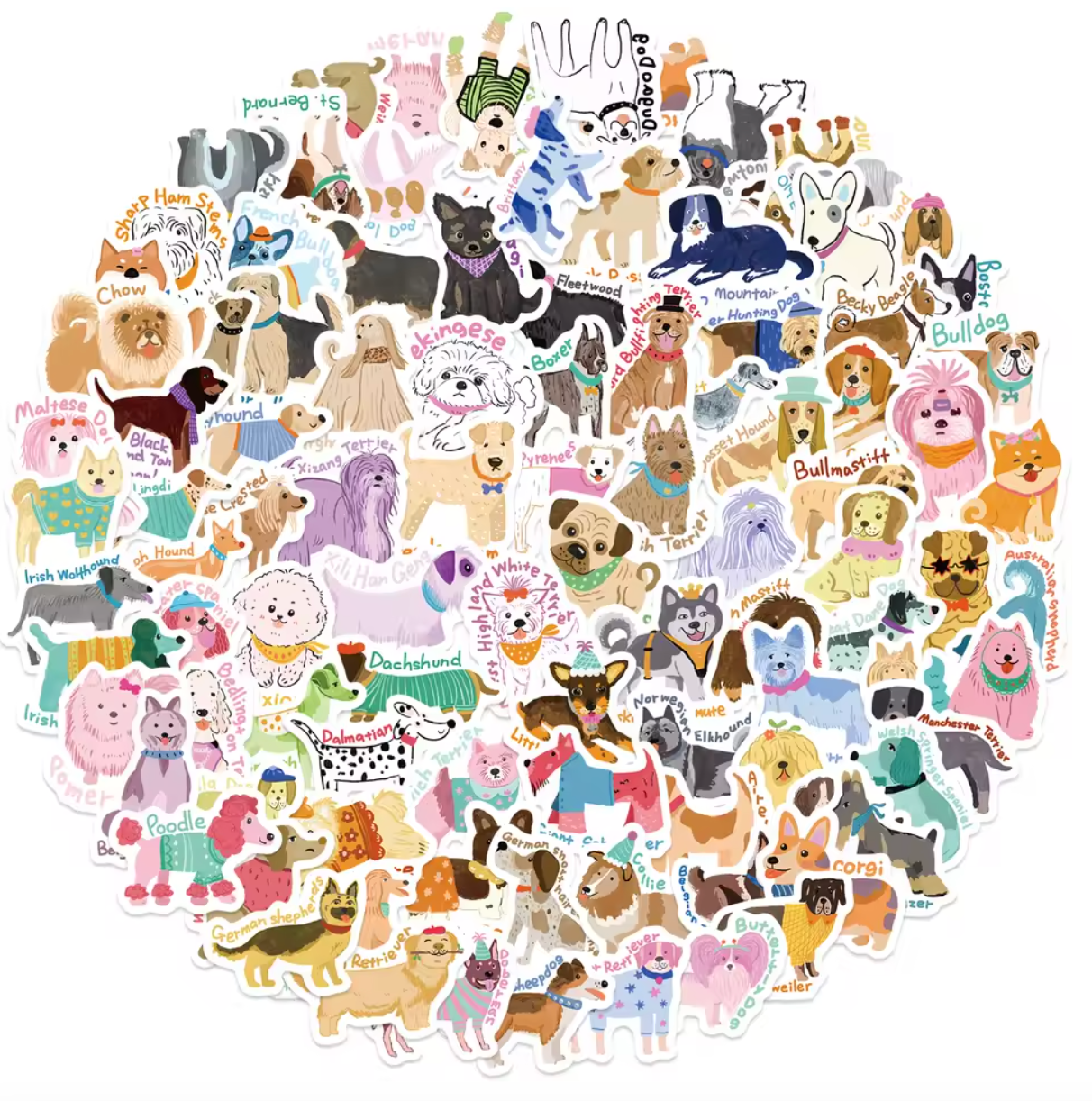 100 Stickers Vinil Perros