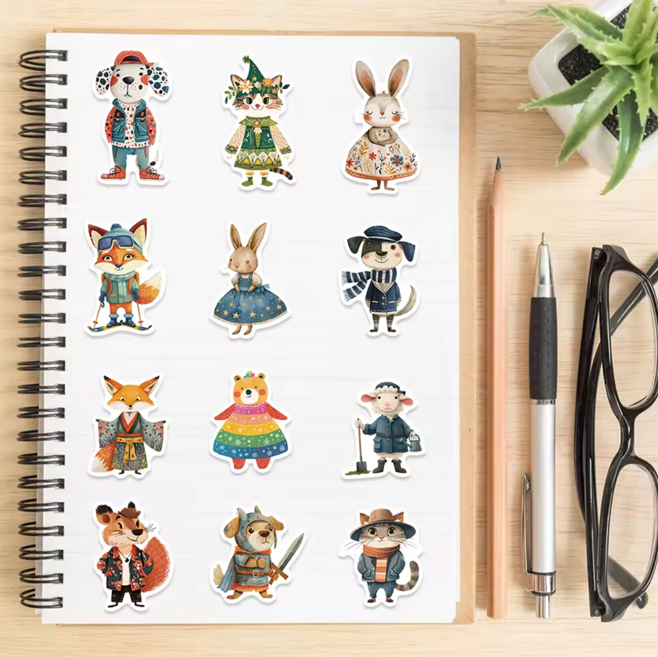 50 Stickers Vinil Animales Tiernos