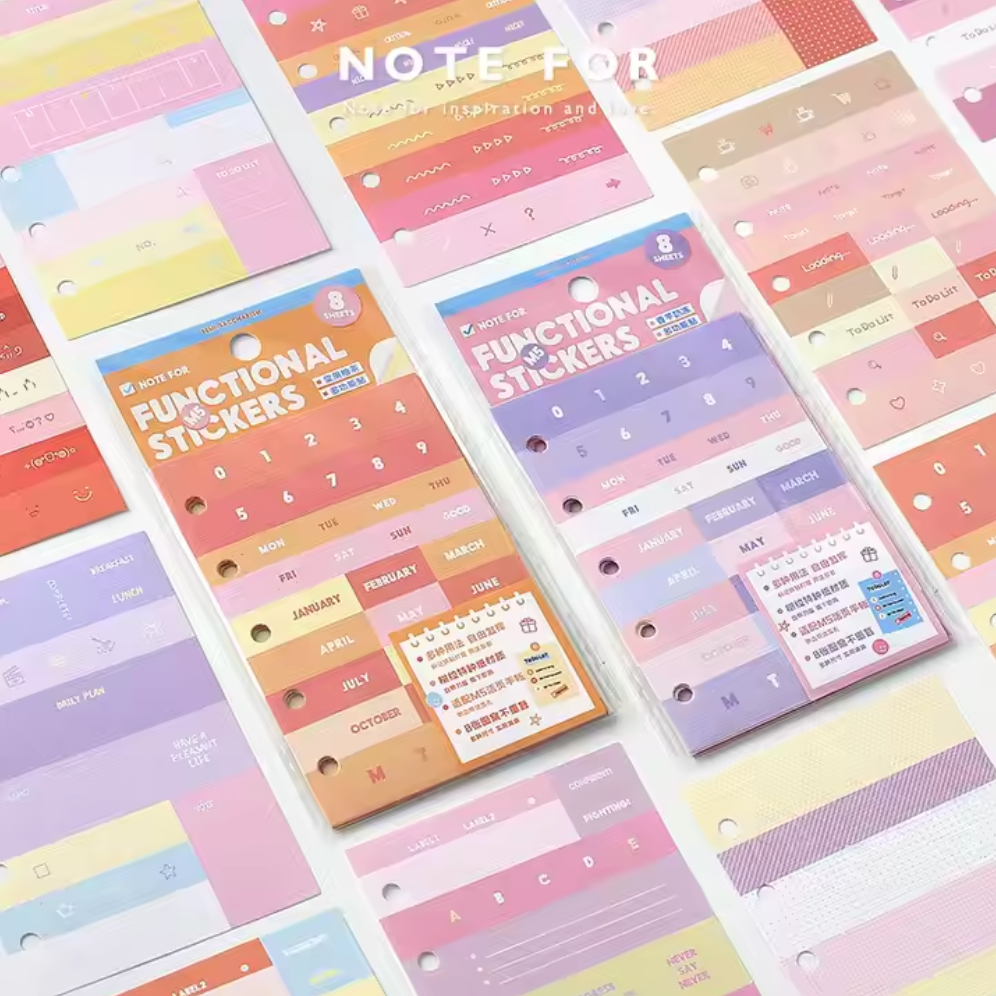 8 Hojas de Stickers coloridos