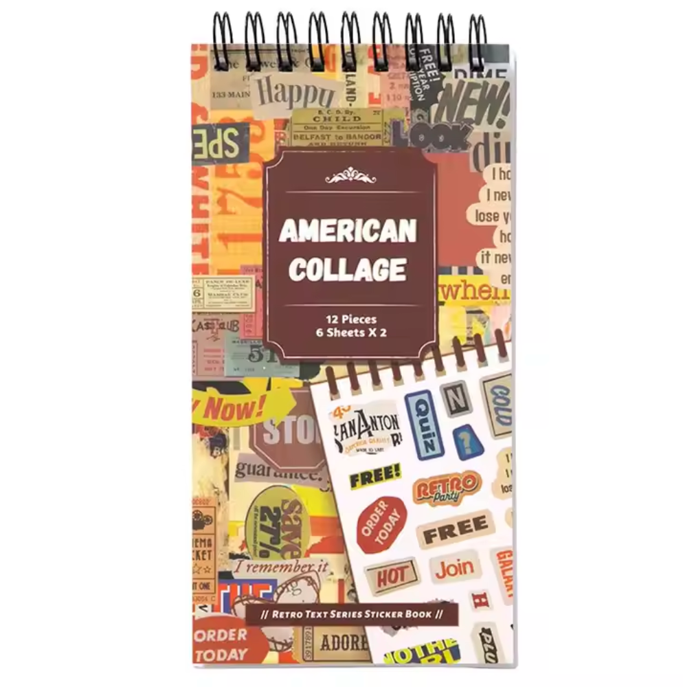 12 Hojas de Stickers Palabras Vintage