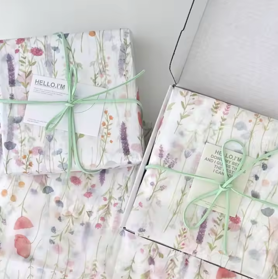 5 Hojas Papel China Flores