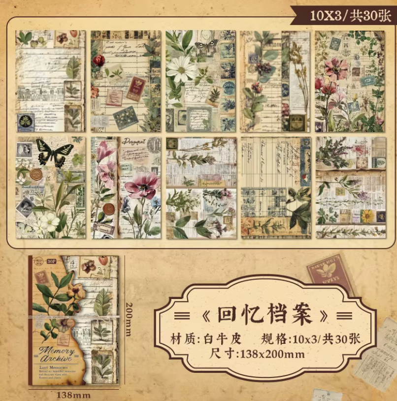 30 Papeles Vintage Naturaleza