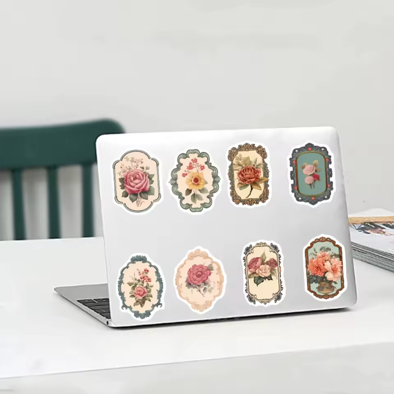 50 Stickers Vinil Flores Vintage Marco