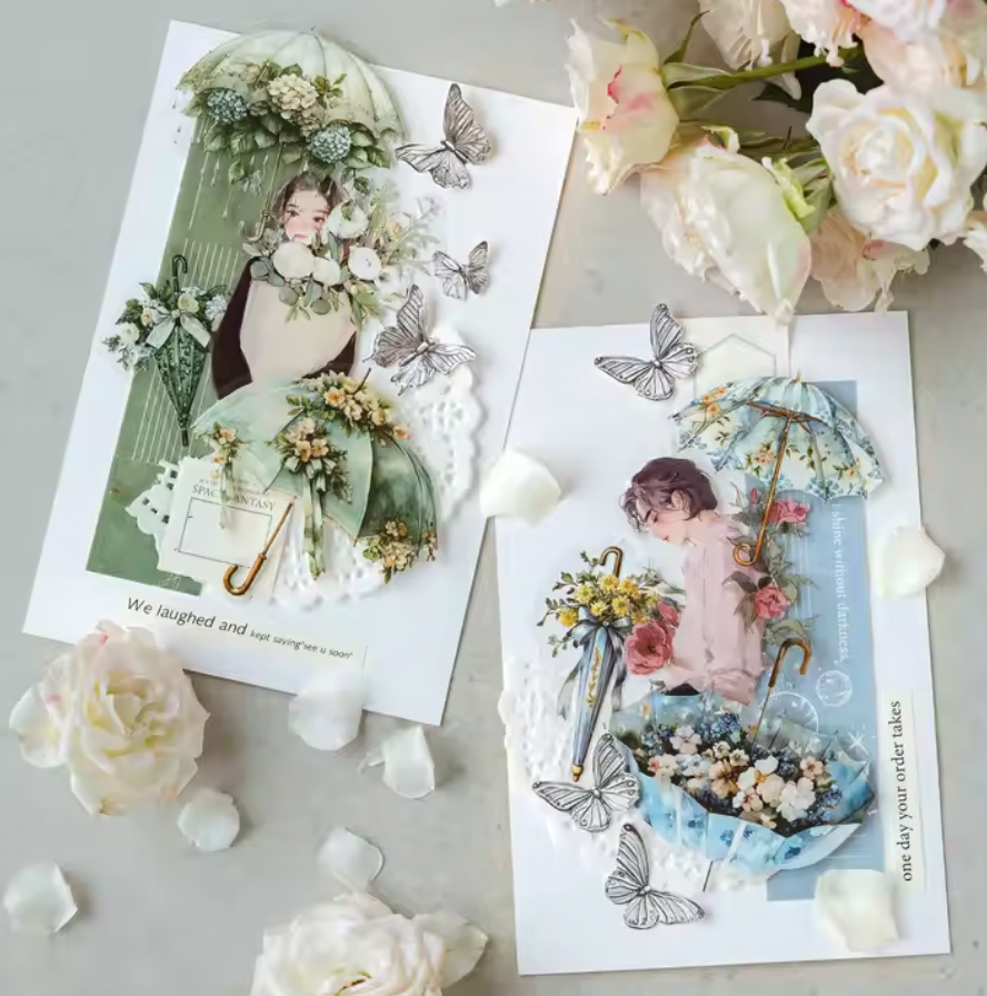 20 Stickers paraguas & umbrellas con flores