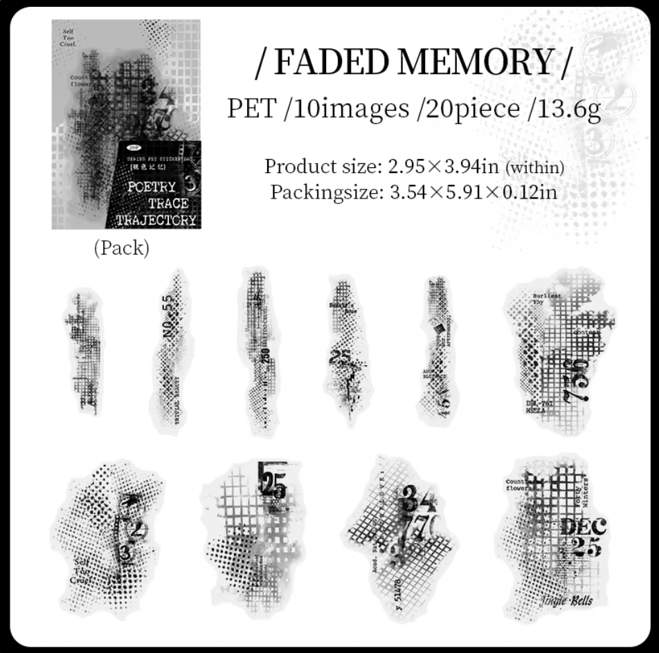 20 Stickers Poetry Trace Texto