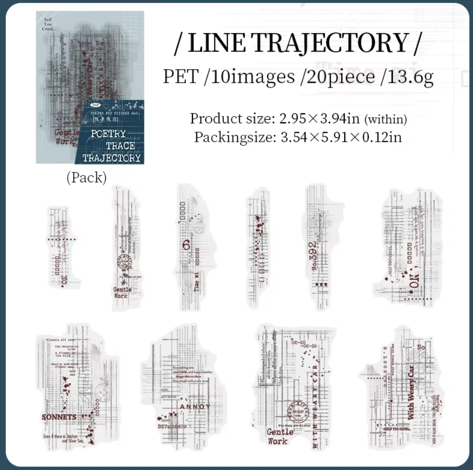 20 Stickers Poetry Trace Texto