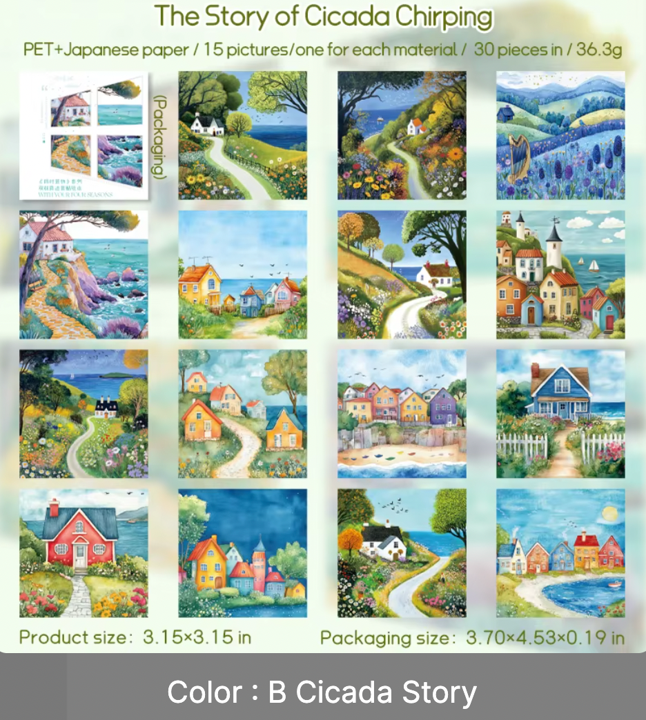 30 Stickers cuadrados paisajes