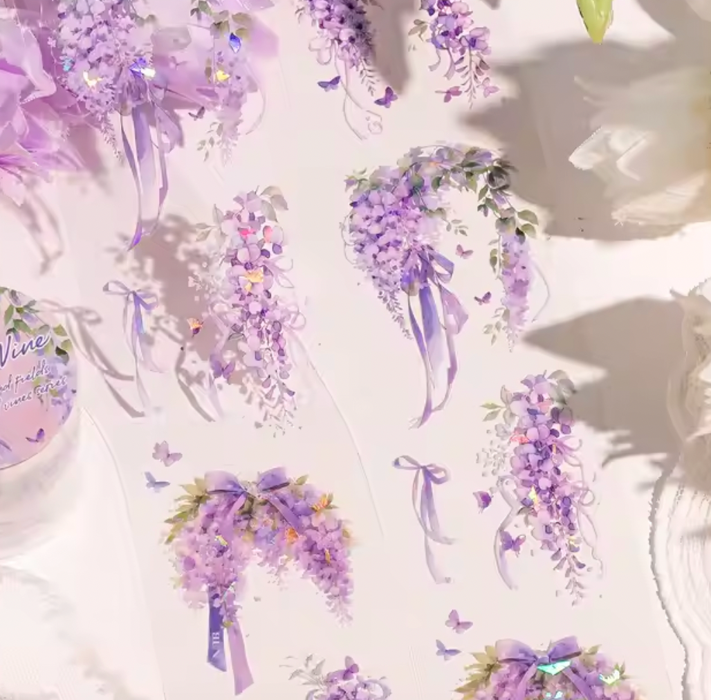 Rollo de stickers plantas & flores holograficos