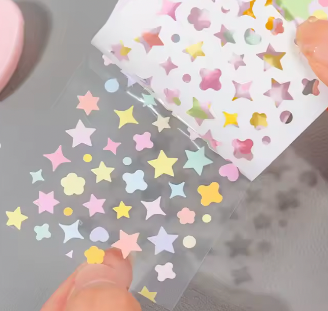 Rollo de mini Stickers estrellas & corazones