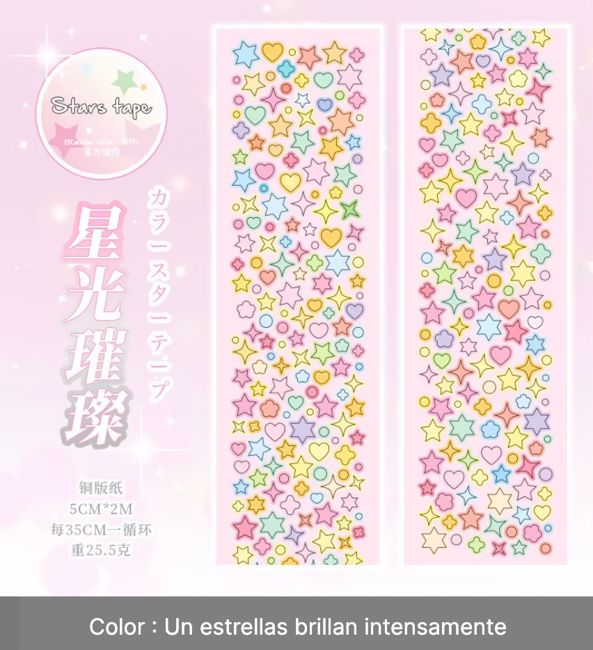 Rollo de mini Stickers estrellas & corazones