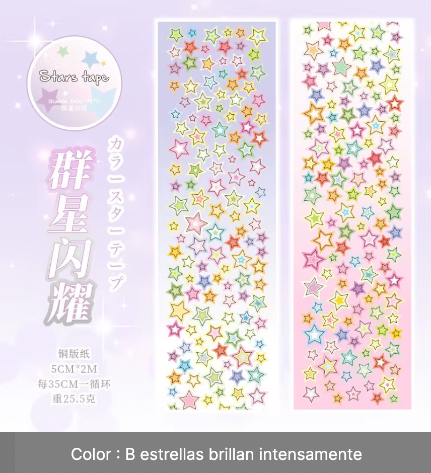 Rollo de mini Stickers estrellas & corazones